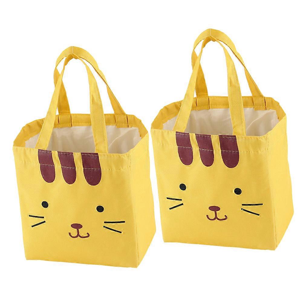 Reusable Lunch Tote Bag Portable Cooler Bag for Storage Use 4Pcs Yellow