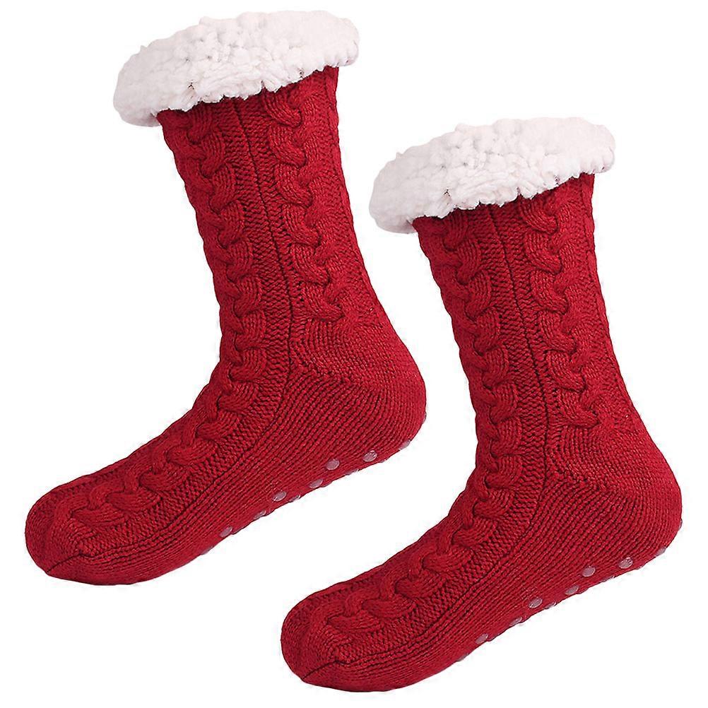 Winter Socks Warm Thermal Socks for Bed Use 4Pairs Dark Red