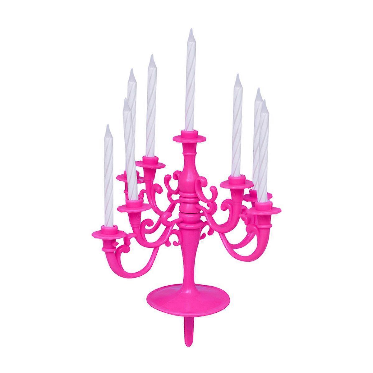 Table Candlesticks Decorative Wedding Candle Holders with 3Pcs Pink Candles