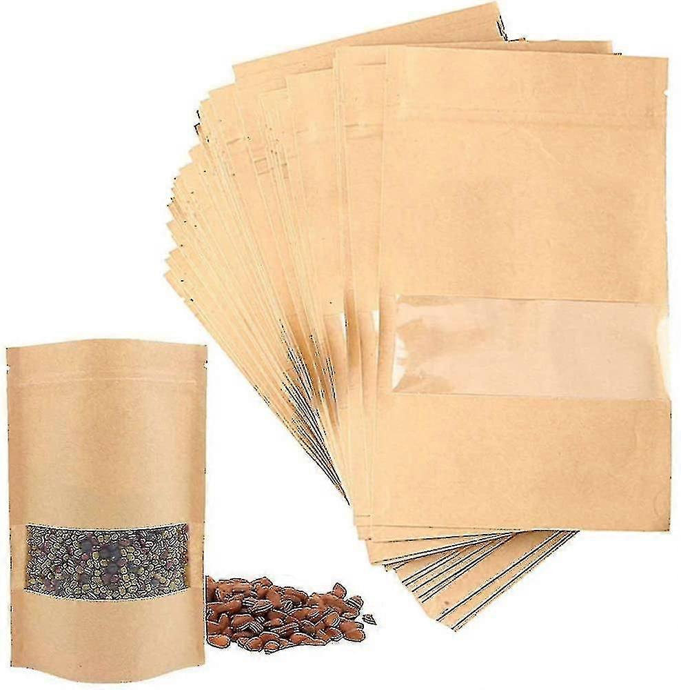 50 قطعة كرافت الوقوف الحقيبة 4.7 × 7.8 بوصة ذاتية الختم كرافت كيس ورقي مع