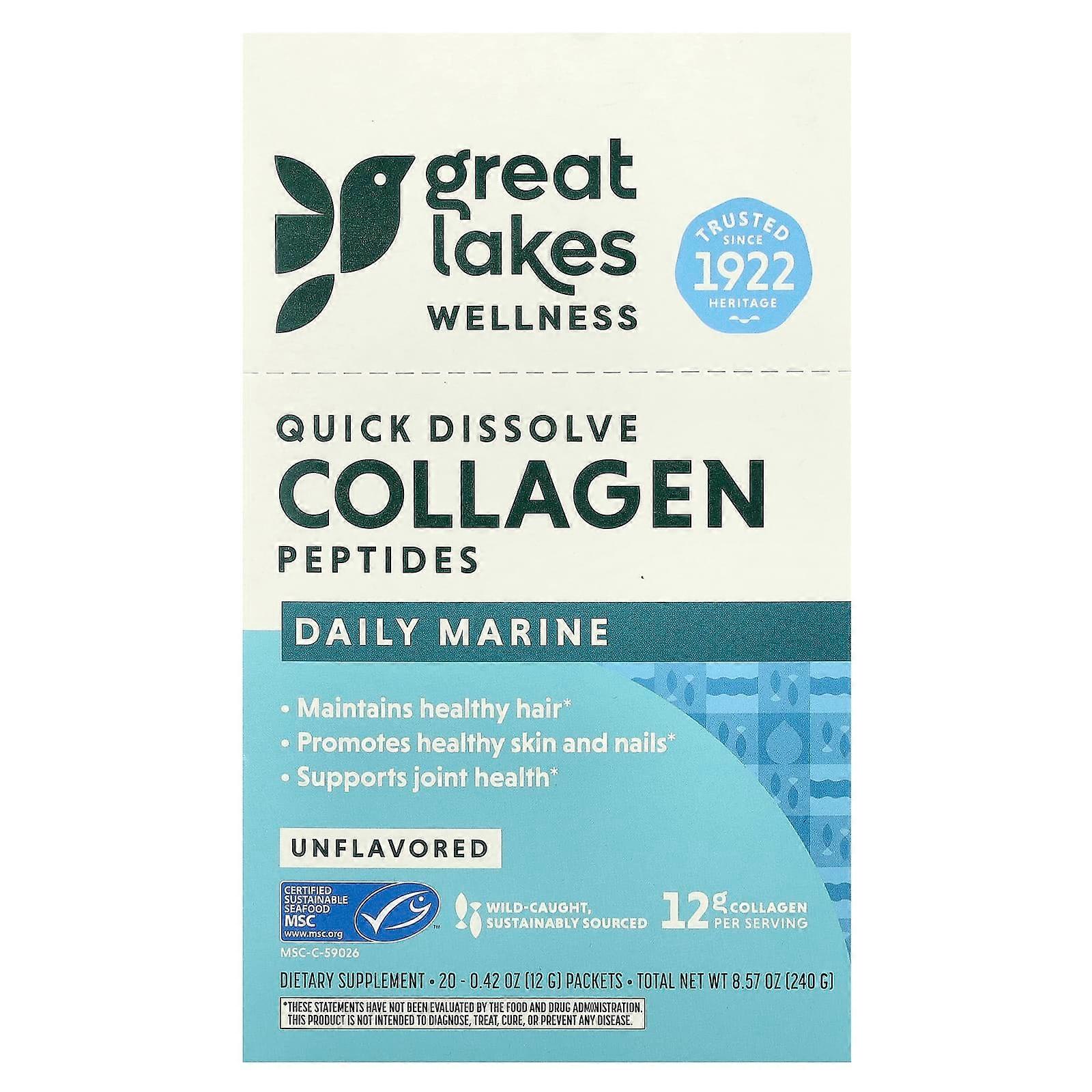 Quick Dissolve Collagen Peptides, Daily Marine, Unflavored, 20 Packets, 0.42 oz (12 g) Each