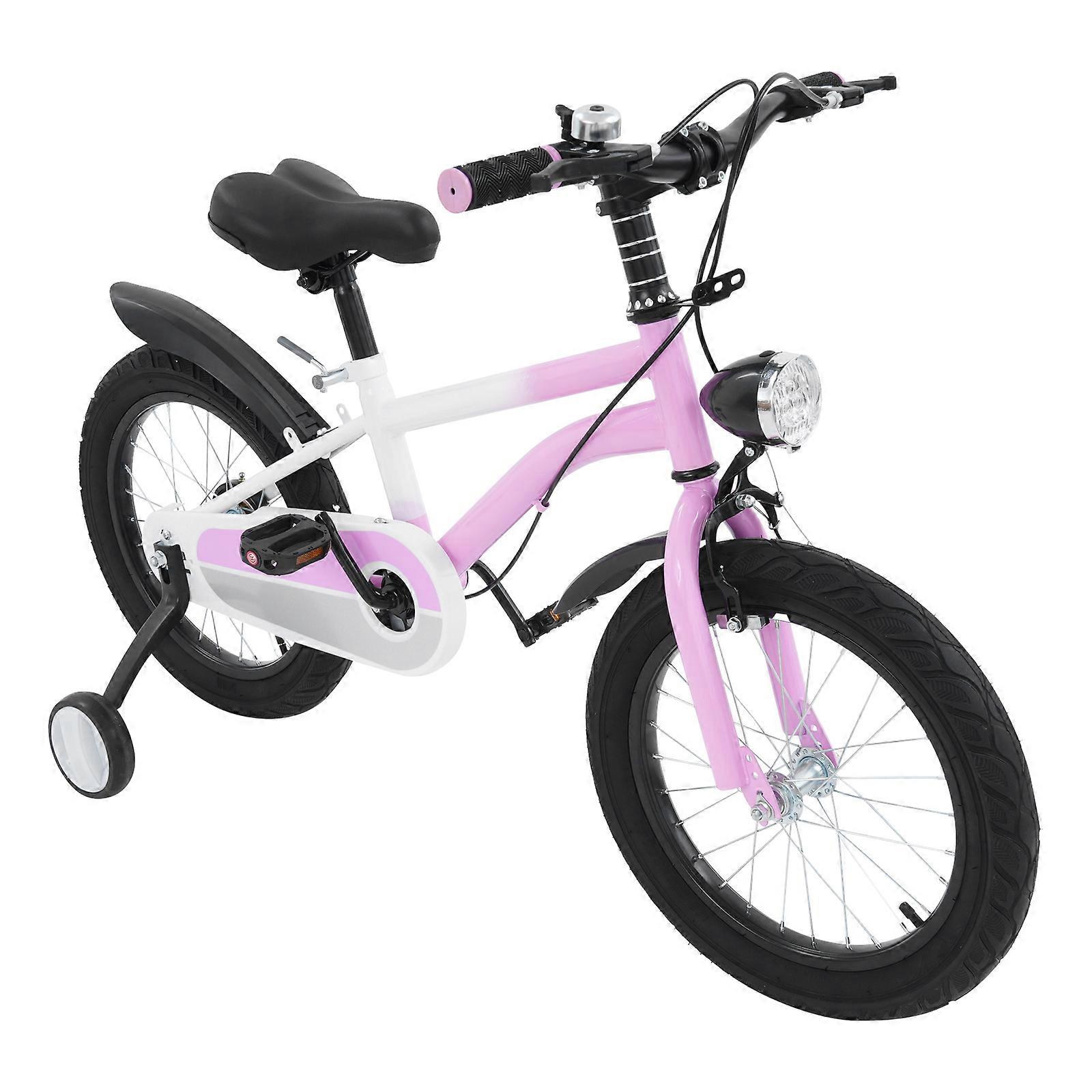 Bicicleta infantil de 16 polegadas com altura ajustável, luz e roda de apoio