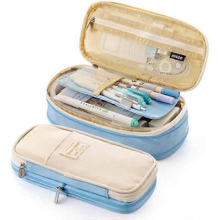 School Pencil Case - ZGEER - Light Blue - Expandable - Compact - Zipped