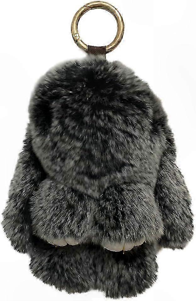 Fluffy Bunny Keychain Adorable Rex Rabbit Fur Accessory for Car or Handbag Keyring