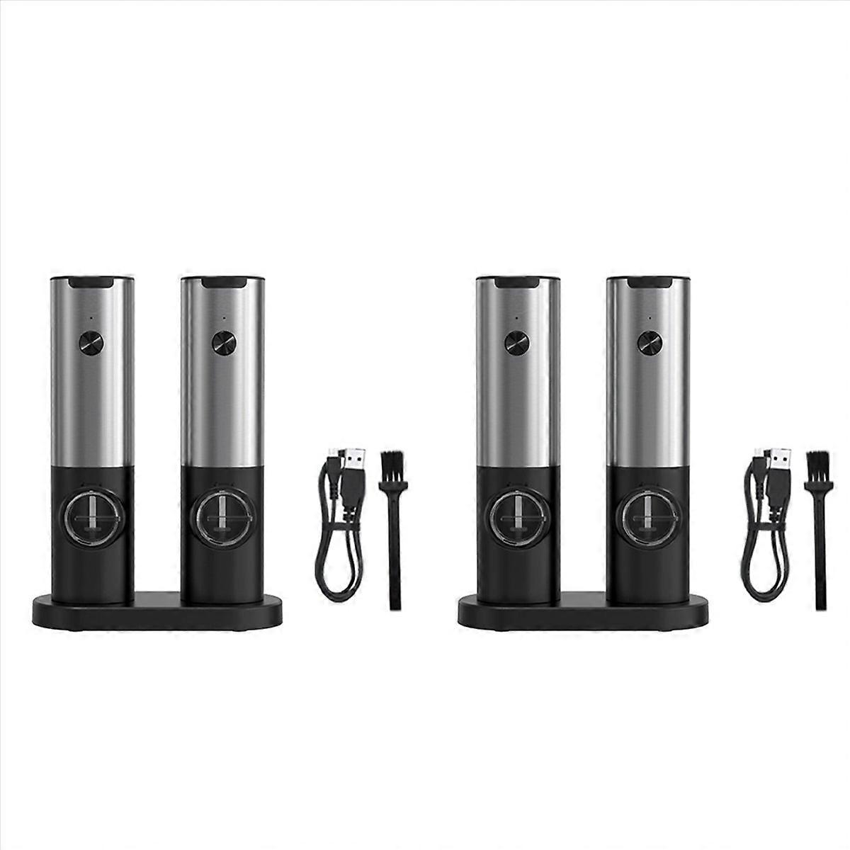 Rechargeable Electric Salt and Pepper Grinder Set with Charging Base