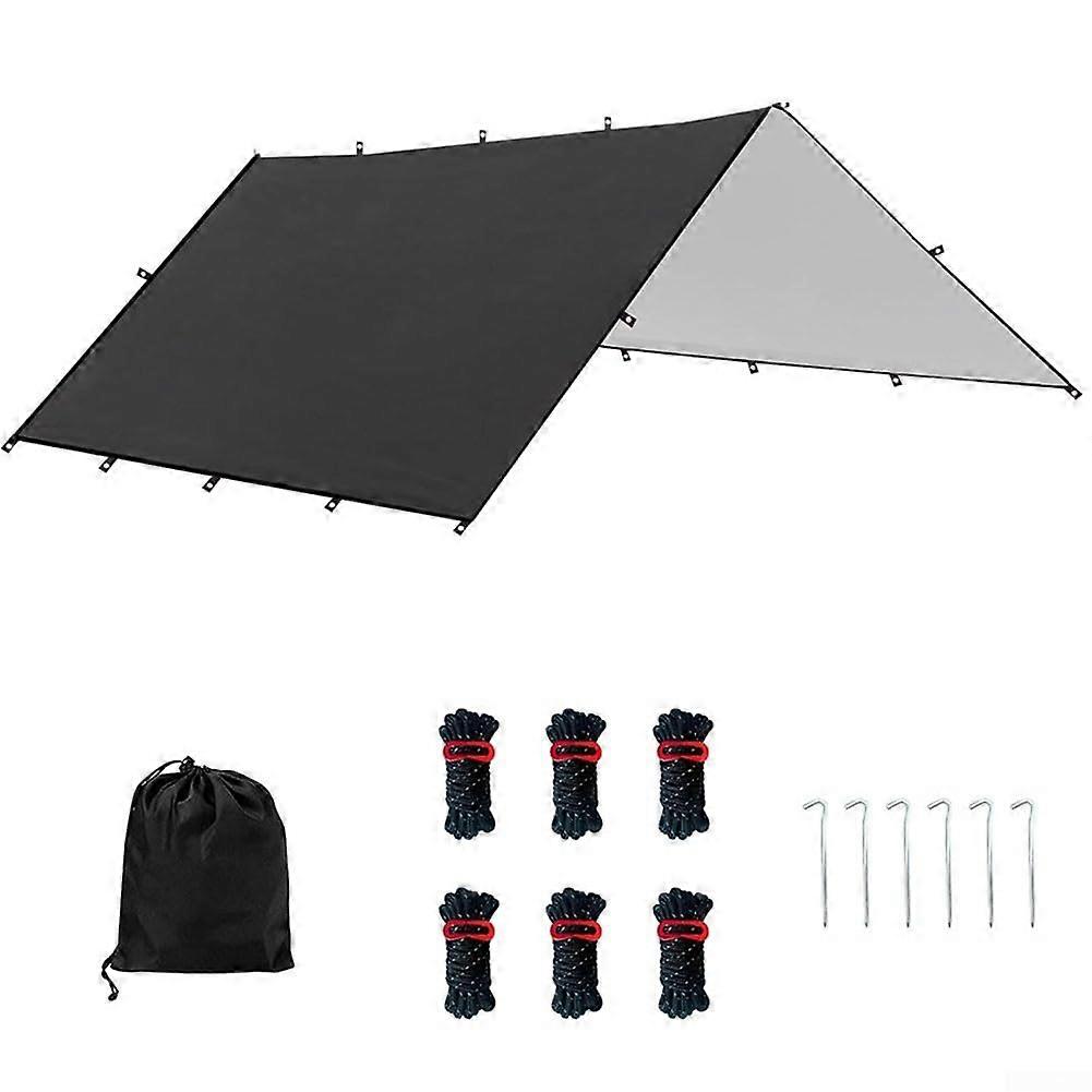 Compact Multi Purpose Canopy Tent Outdoor Shelter Tarp And Picnic Mat With Stakes And Windproof Ropes Size M 120 X 115In