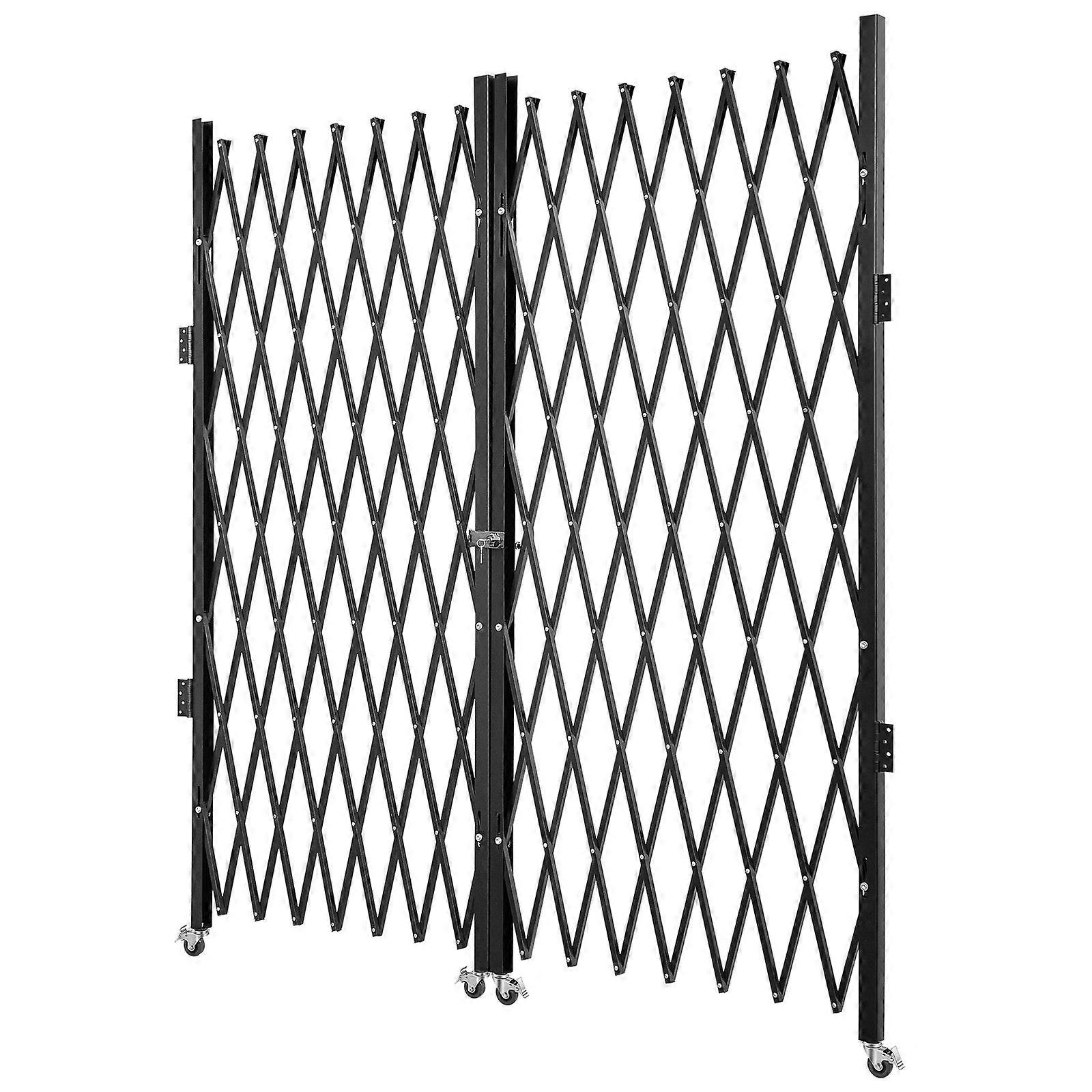 Double Folding Security Gate, 6-1/2\' H x 12\' W Folding Door Gate, Steel Accordion Security Gate, Flexible Expanding Security Gate