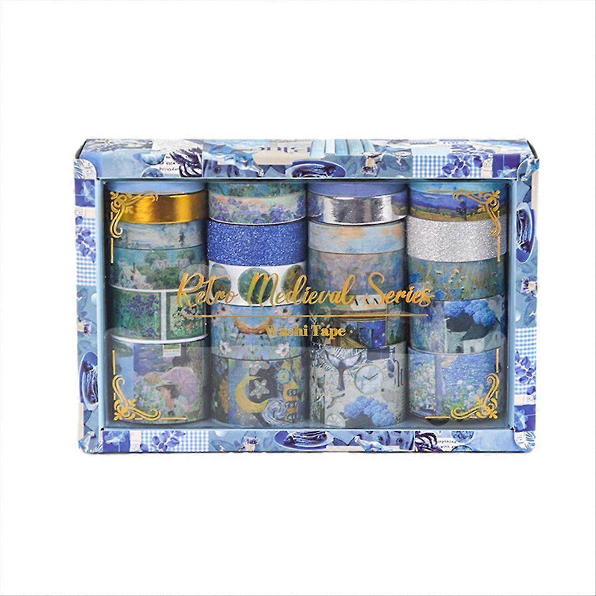 24 Rolls Retro Washi Tapes for Scrapbooking, Decorative Adhesive Masking Tape Set for Diary and Sch