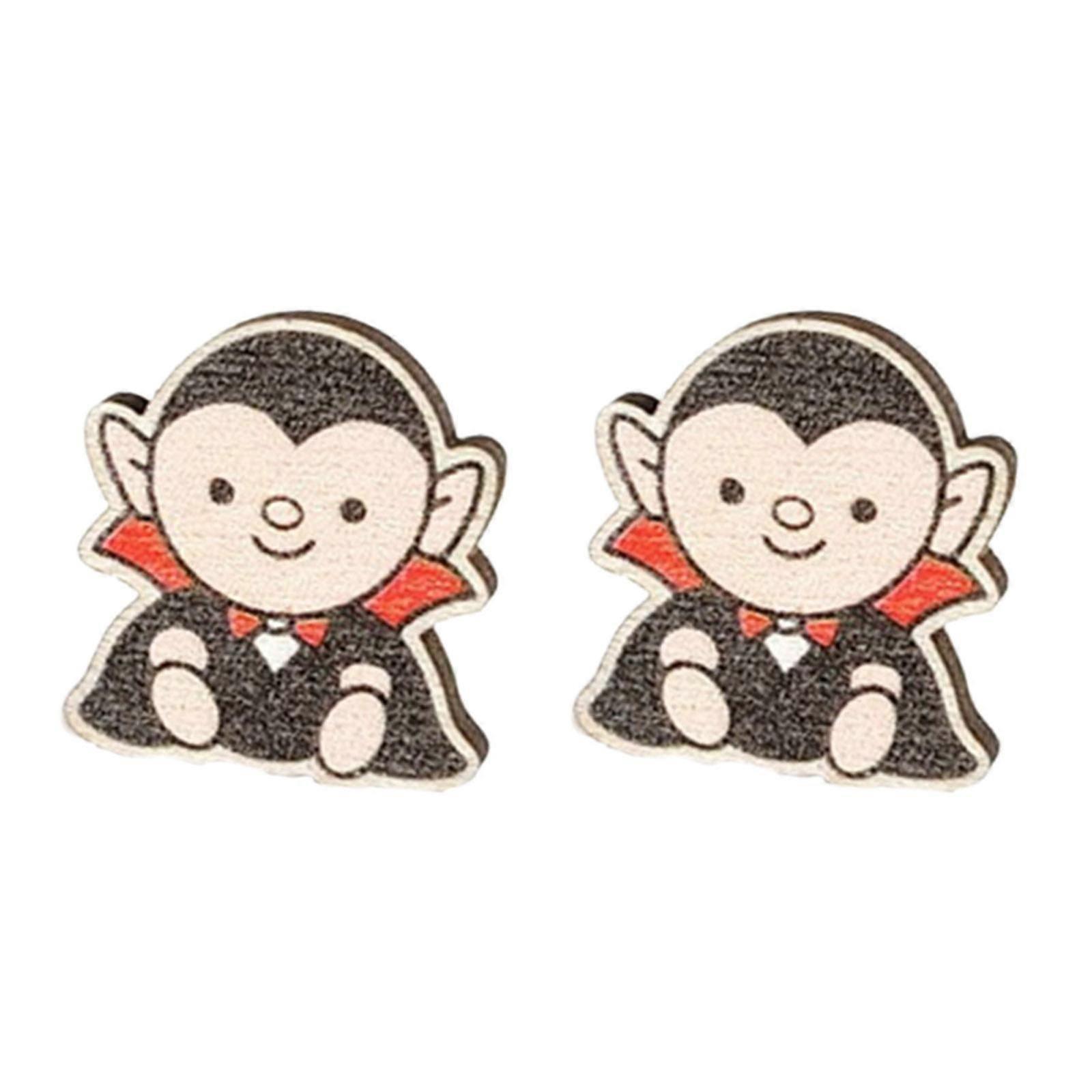 Women's Gothic Wood Earrings Bat Witch Pumpkin Design