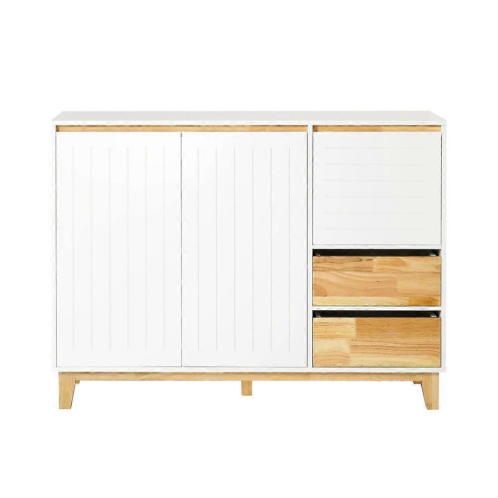 SoBuy FSB75-WN,Large Nordic Sideboard Storage Cabinet with 5 Legs and 4 Adjustable Shelves, Multi-Functional Cupboard with  2 drawers and 2 Doors