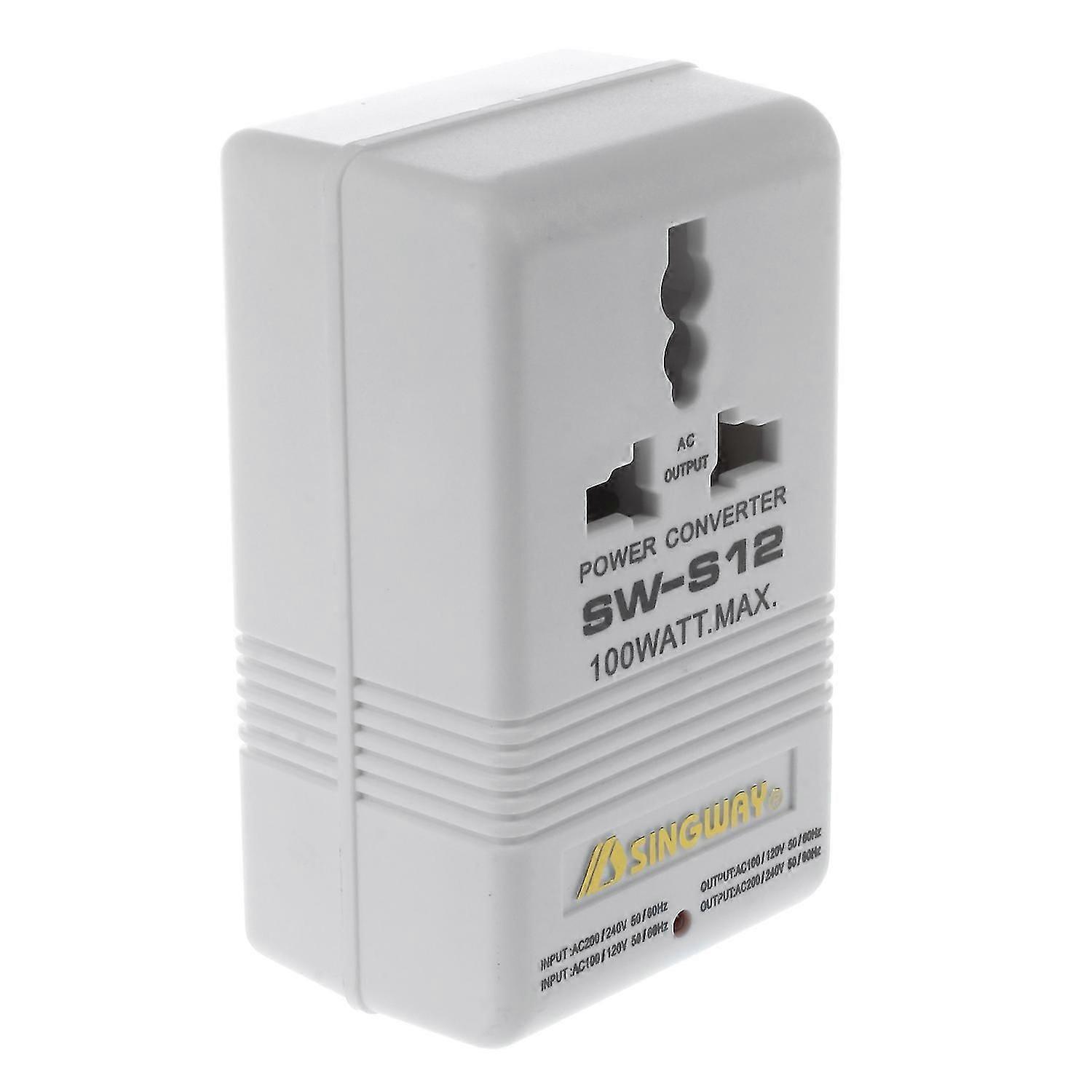 Singway 100w 110v / 120v do 220v / 240v Transformator podwyższający i obniżający napięcie Transformator podróżny White-L