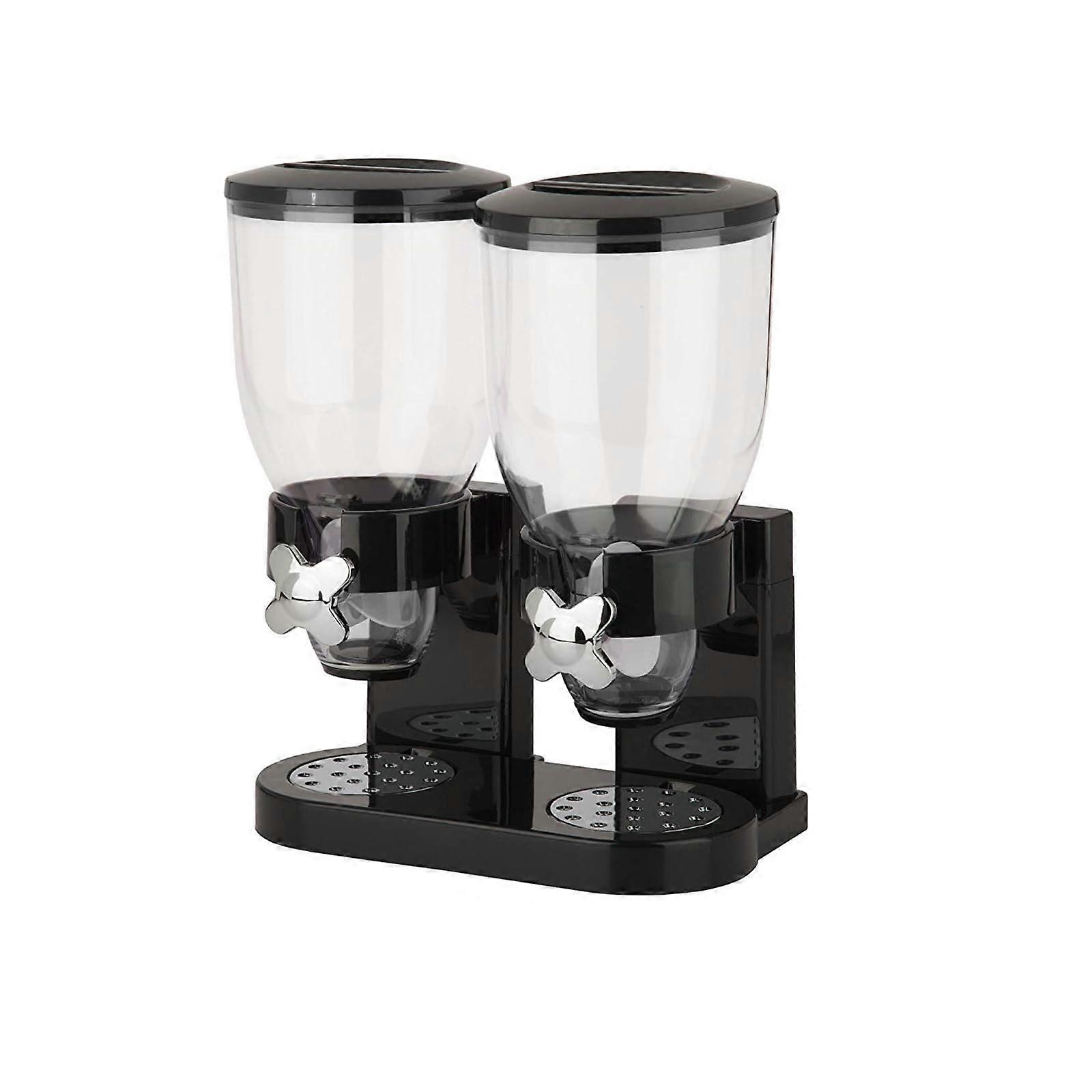 Double Cereal Dispenser with Portion Control, Airtight Storage Container for Cereal, Oats, Snacks, 2 LB Capacity