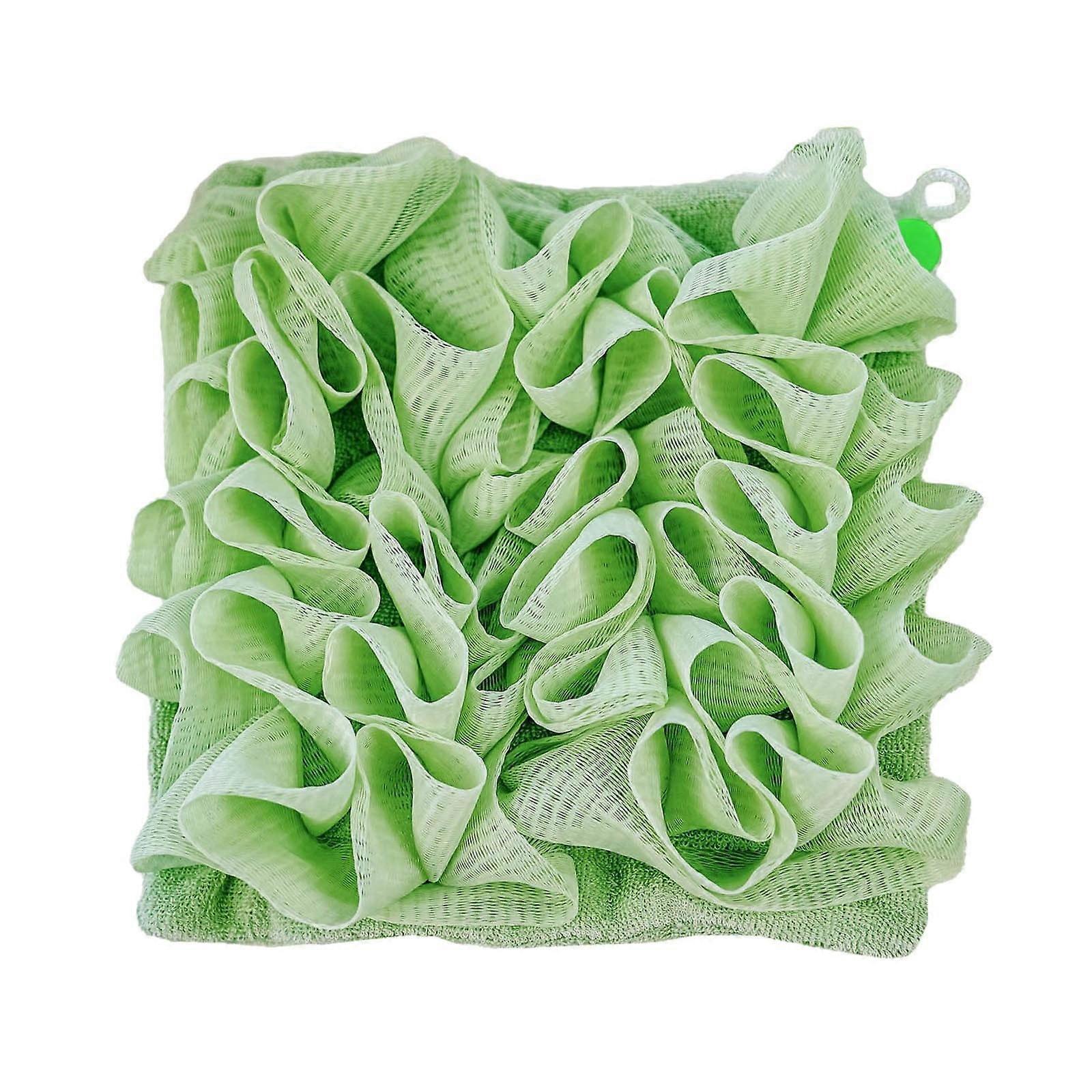 Shower Loofah With Drawstring Soap Holder & Bubble Maker Soft Scrubbing Sponge For Rich & Back Scrubbing
