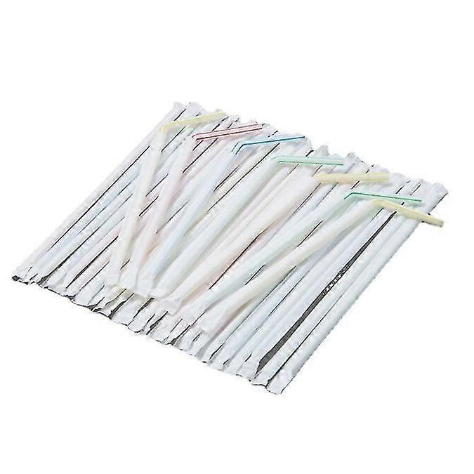 200pcs ατομικά πλαστικά καλαμάκια συσκευασίας εύκαμπτα 2.36*8.26» μακριά καλαμάκια πολλαπλών χρωμάτων λωρίδων