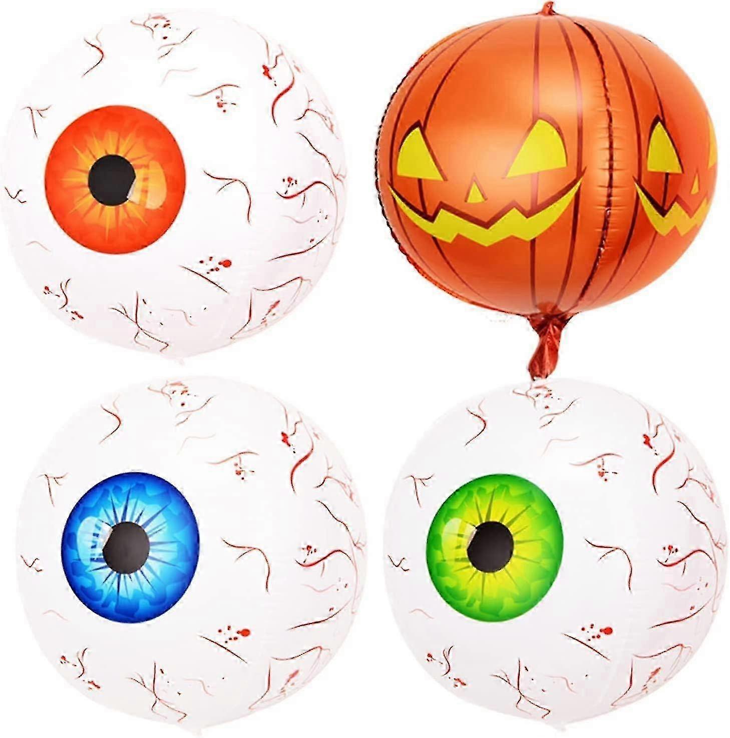 Halloween Eyeball Decor Set - 4pcs Inflatable Party Balloons