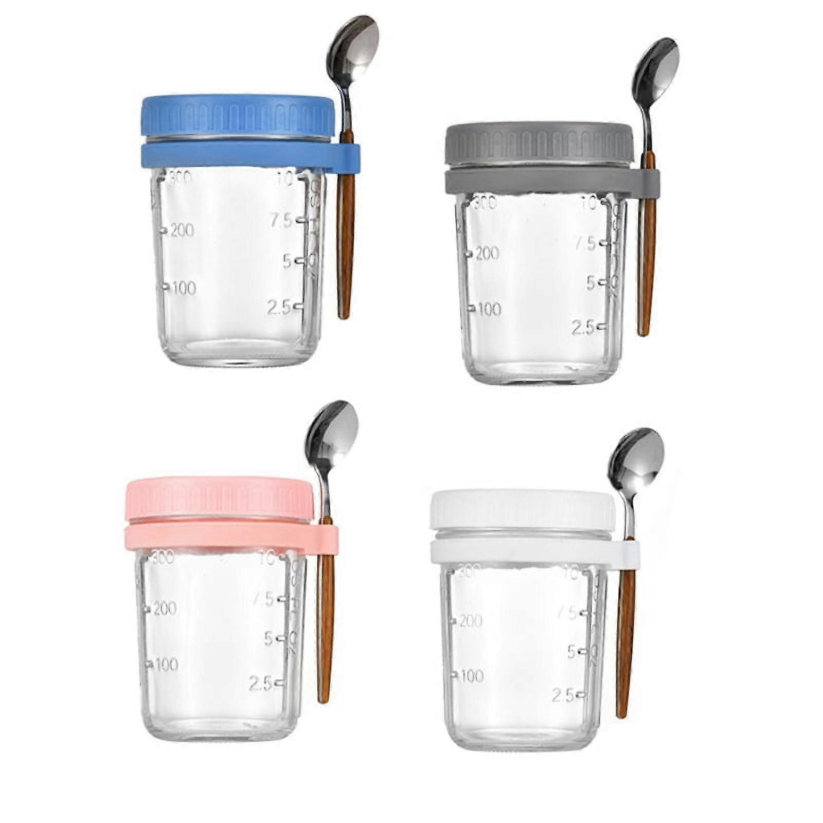 4PCS Overnight Oats Containers with Lids and Spoons