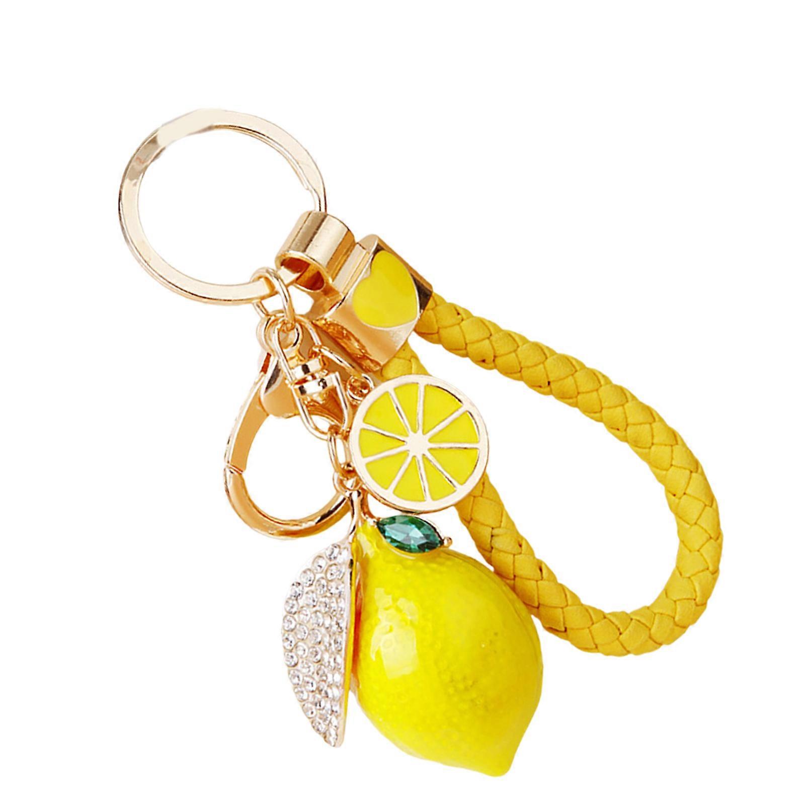Lemon Shaped Metal Keychain With 4 Colorful Ropes Sturdy And Lightweight Keychain Decors For Keys Or Bag Accessories Multicolor