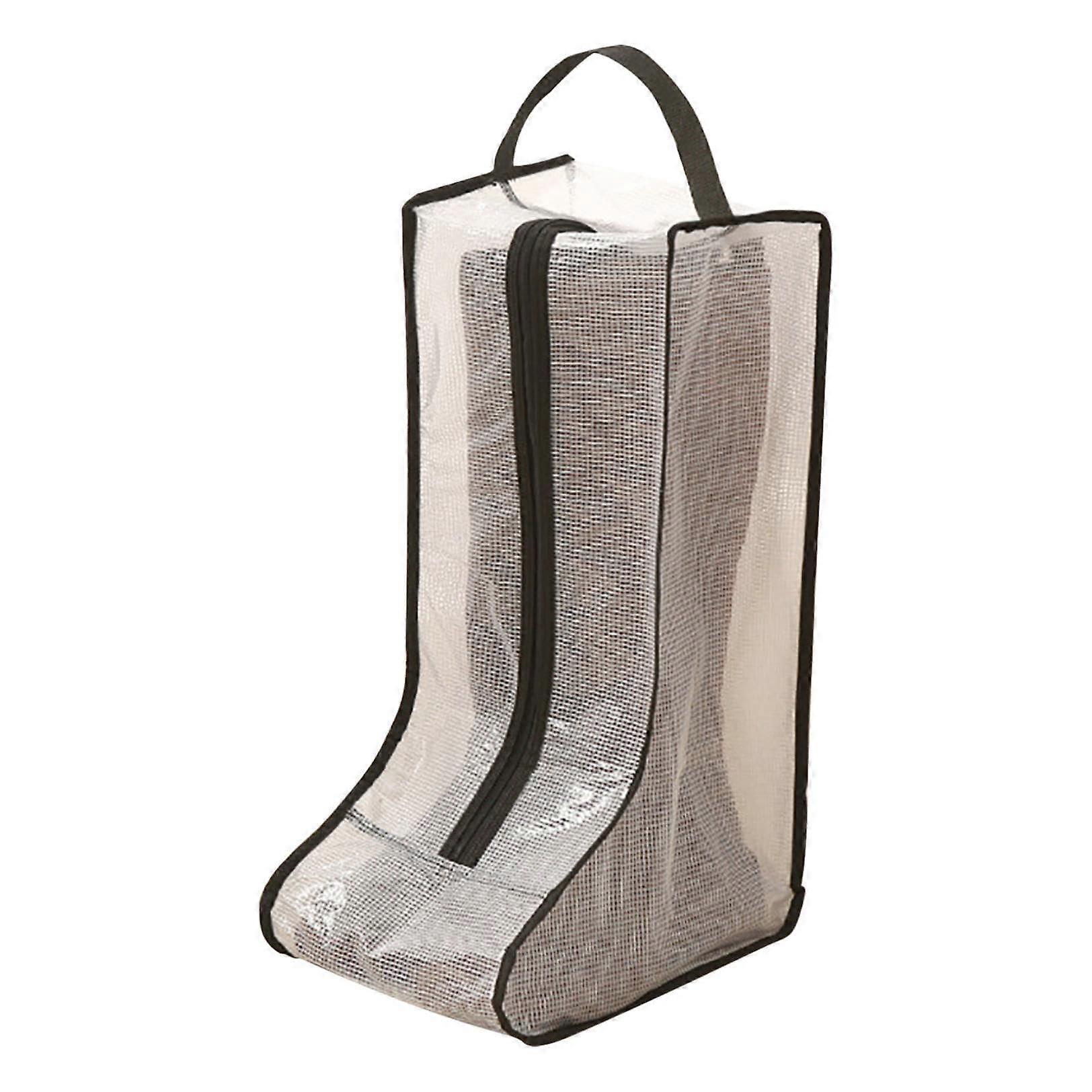 Transparent Shoe Storage Bag with Handle – Large Capacity Travel Shoe Organizer for Boots (Black)