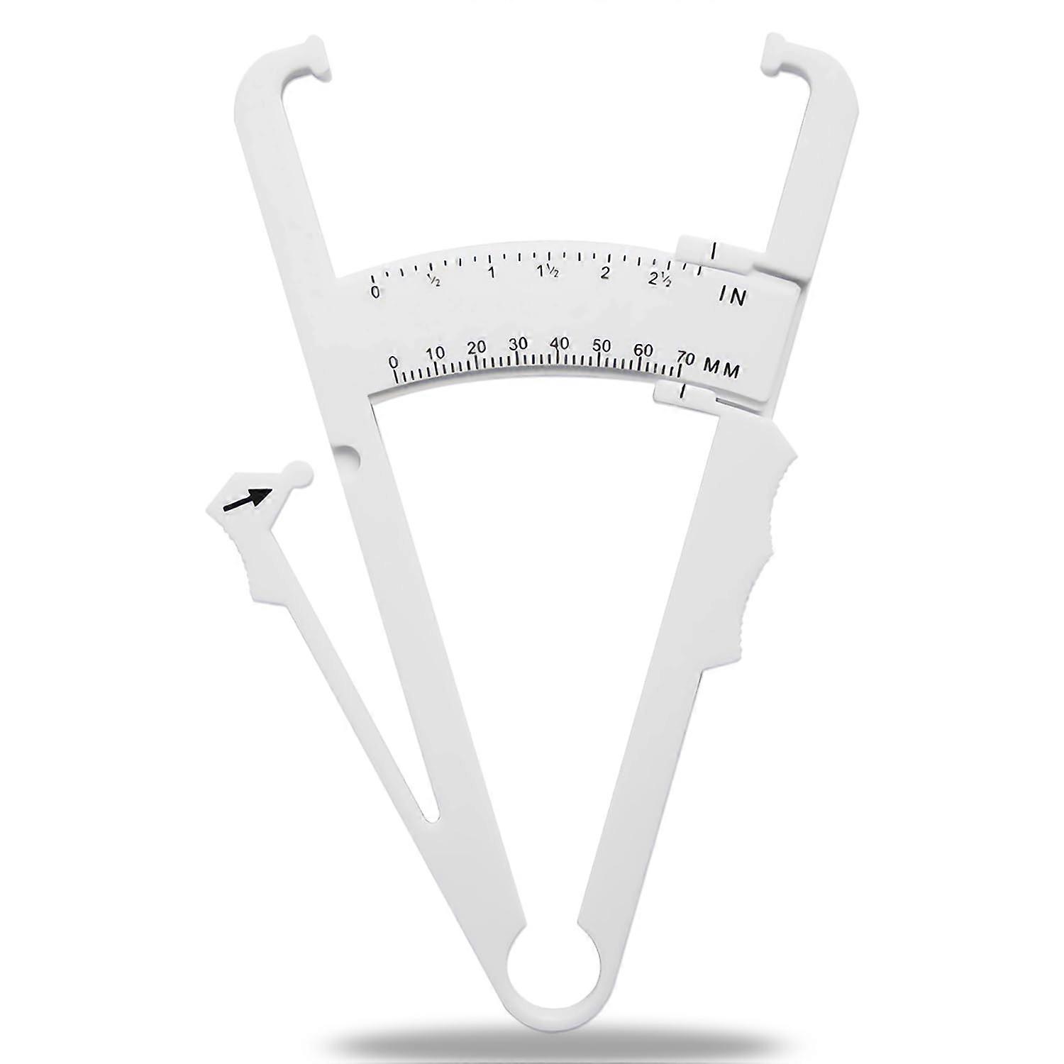 Body Fat Caliper with Measurement Chart for Accurate Body Fat Percentage Tracking, White