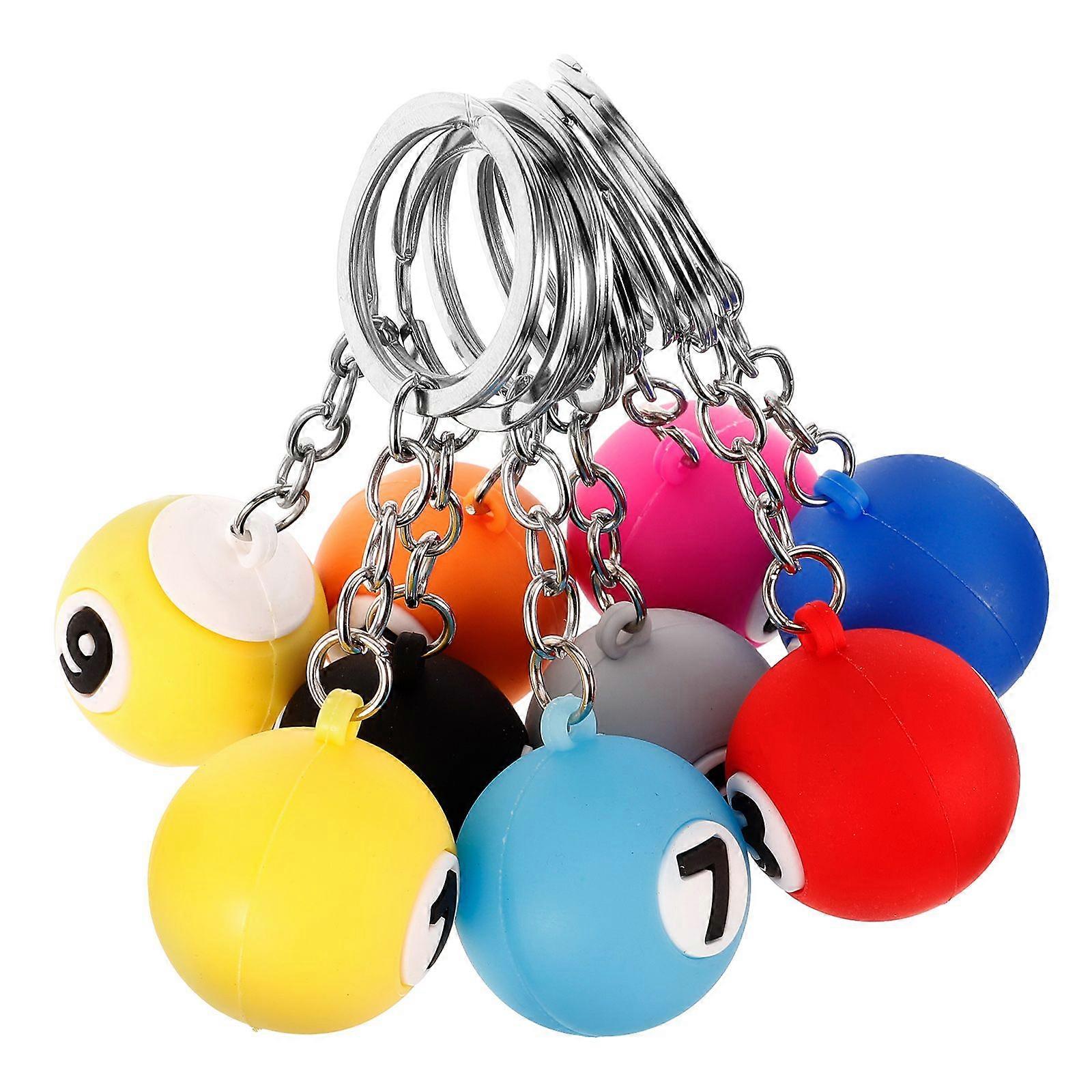 9pcs Billiards Ball Keychains Pool Ball Keychains Pool Player Gifts Decorative Sports Themed Keychains