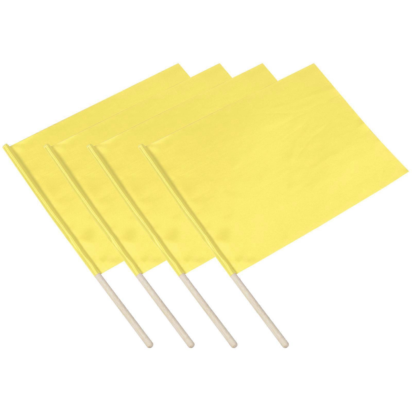 Yellow Referee Flag Soccer Match Hand Flags for Race Conducting 4Pcs