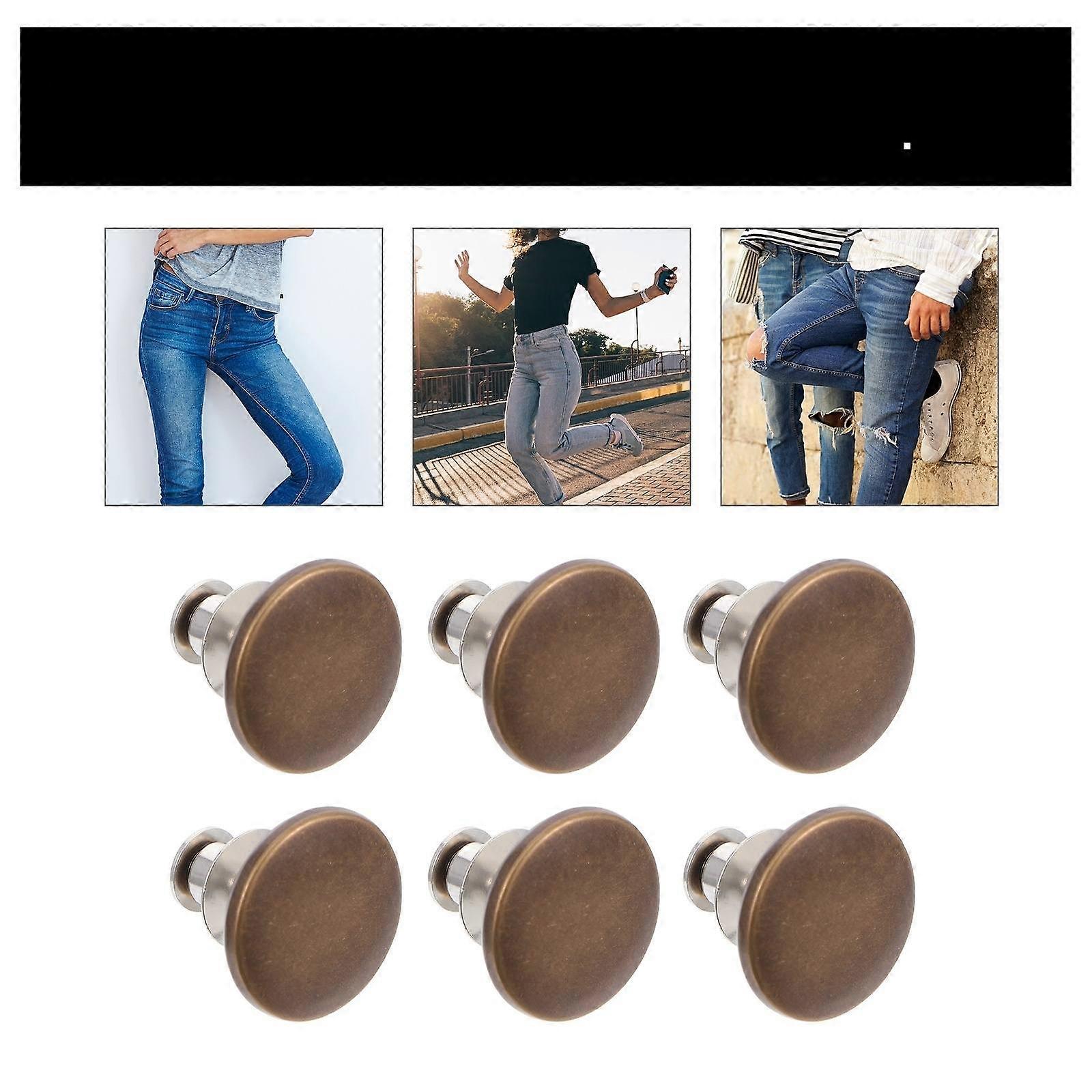 Brown Alloy Jean Buttons for Pants Waist Adjustment 12Pcs Instant Buttons