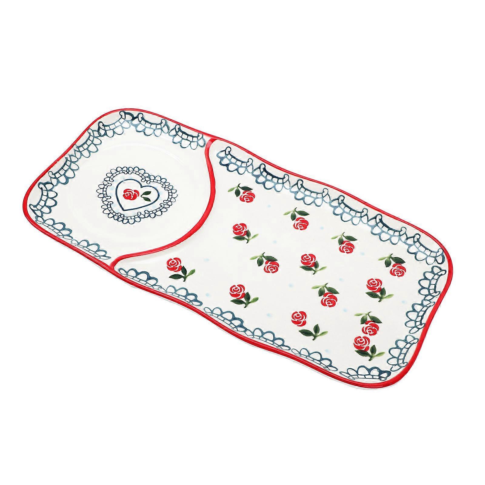 Hand Painted Ceramic Tableware Plate for Home Use 1Pcs Red Breakfast Dish