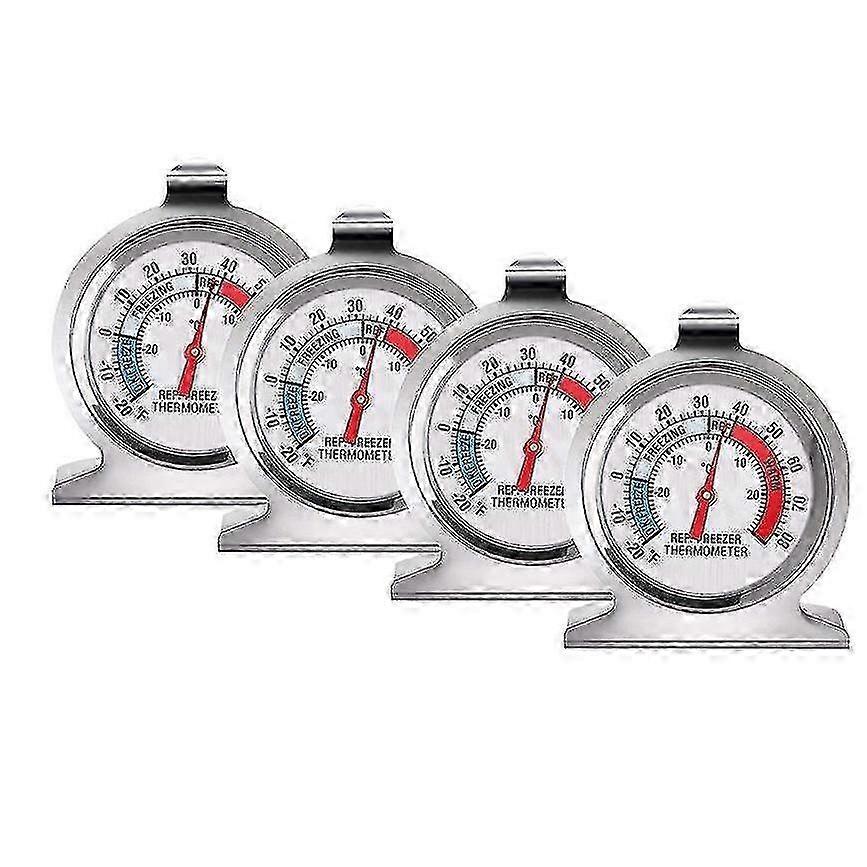 Sunmostar 4-Pack Fridge Thermometer, Inox & Silver compatible with Kitchen