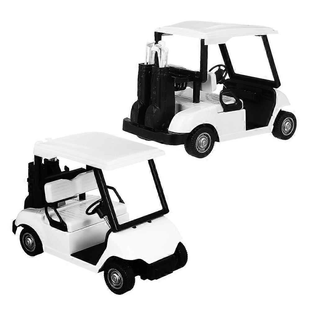 Detailed White Golf Cart Model Toy for Decors 2Pcs Pull Back Diecast