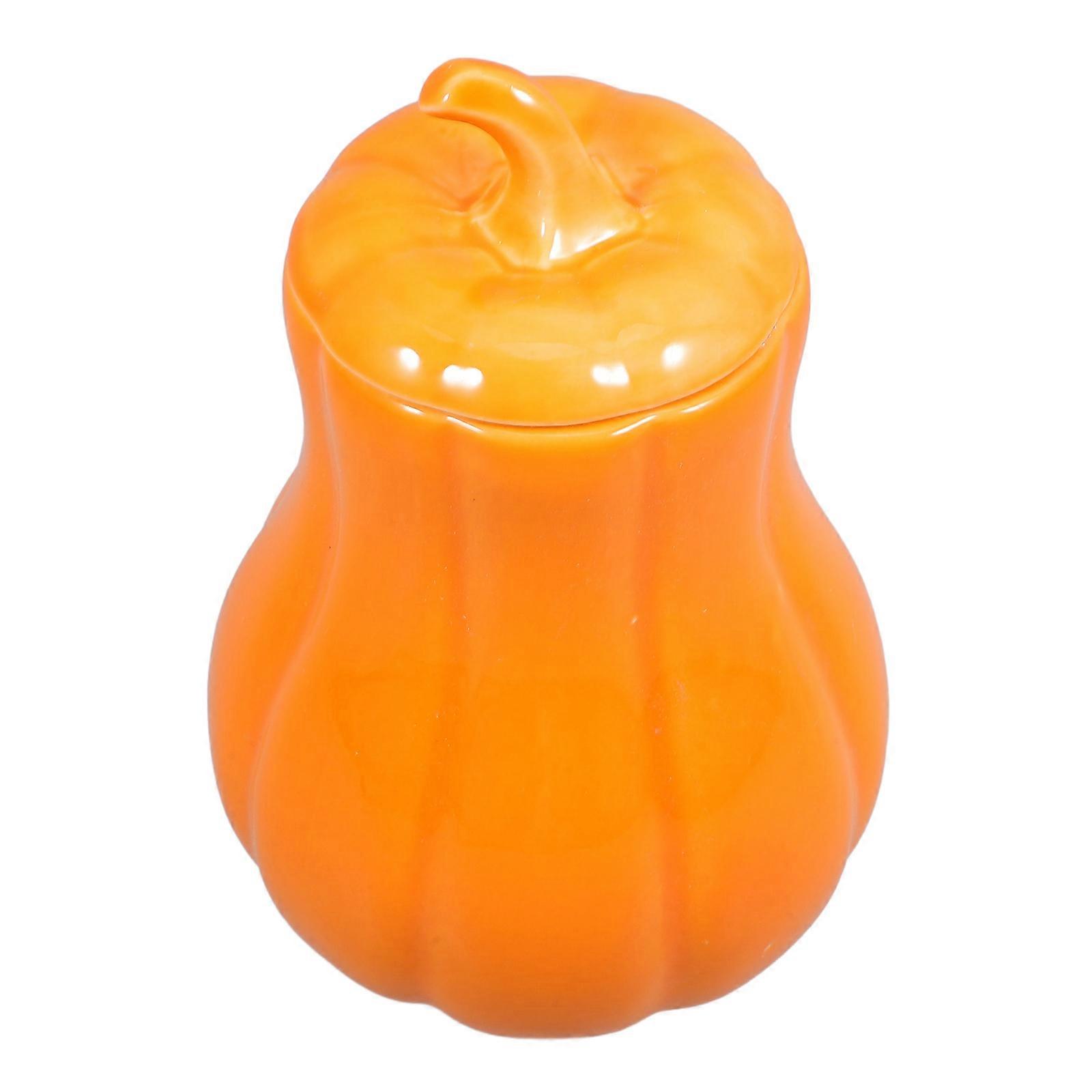 Decorative Pumpkin Shaped Tea Jar Ceramic Canister with Lid