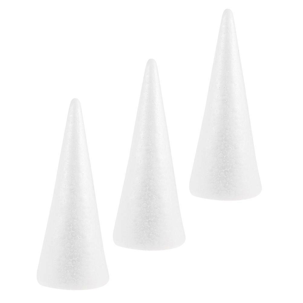 Polystyrene White Cone for Kids DIY Craft 3Pcs Foam Tree Shapes for Decoration