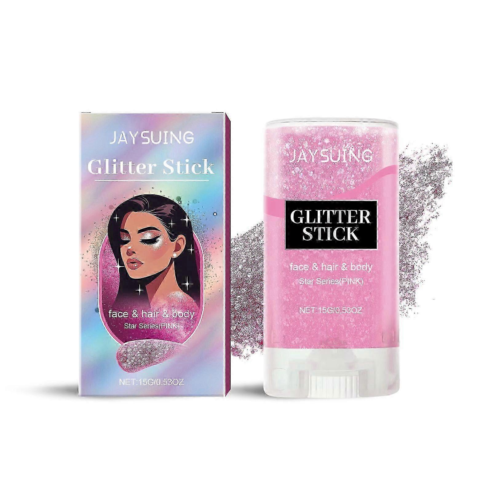 Jaysuing Sequins Glow Stick (Pink) Party Ball Performance Makeup Facial Body Clavicle Highlight Shiny