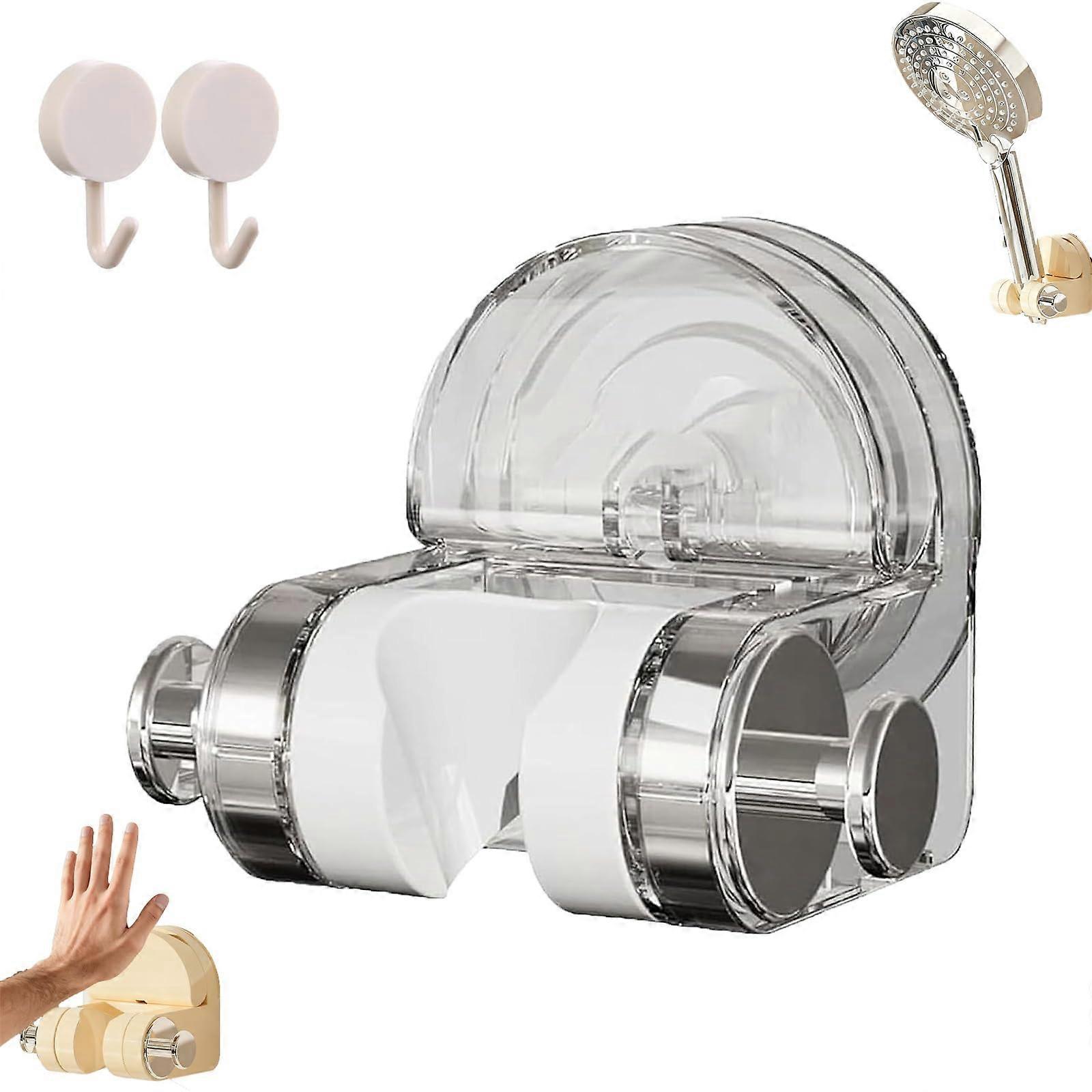 Adjustable Suction Cup Shower Head Holder Wall Mounted No Drilling with SpaceSaving Hook