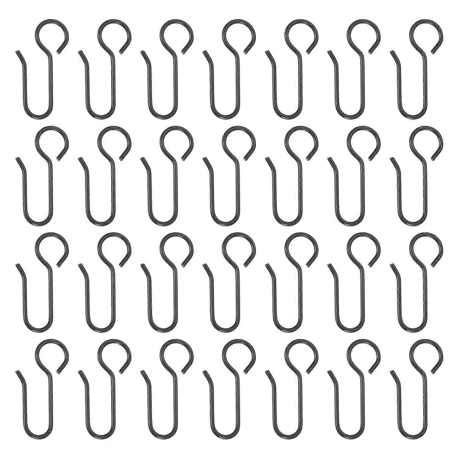 Black Metal Curtain Track Hooks 28 Pack Rustproof Steel SShaped Drapery Pins for Ceiling and Wall