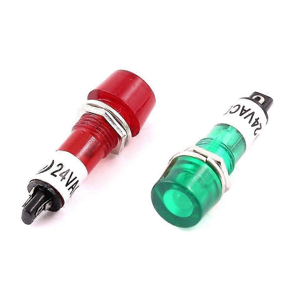 24V AC DC Red Green Dual Color Indicator Light Signal Lamp for Industrial Control Panel 2 Pcs