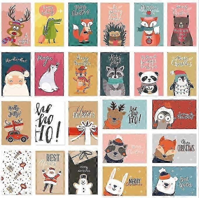 24 Stück Weihnachtskarten, Weihnachtskarten mit Umschlägen, gg