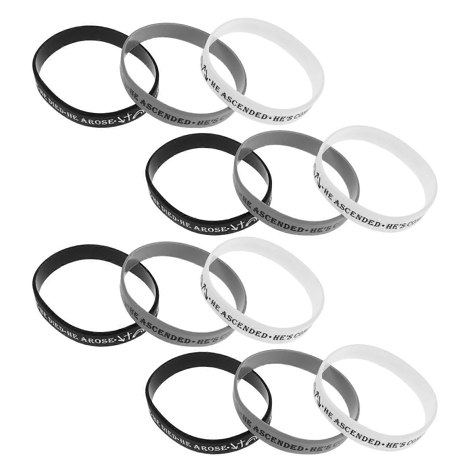 Christian Scripture Bracelets Silicone Bible Wristbands 12Pcs for