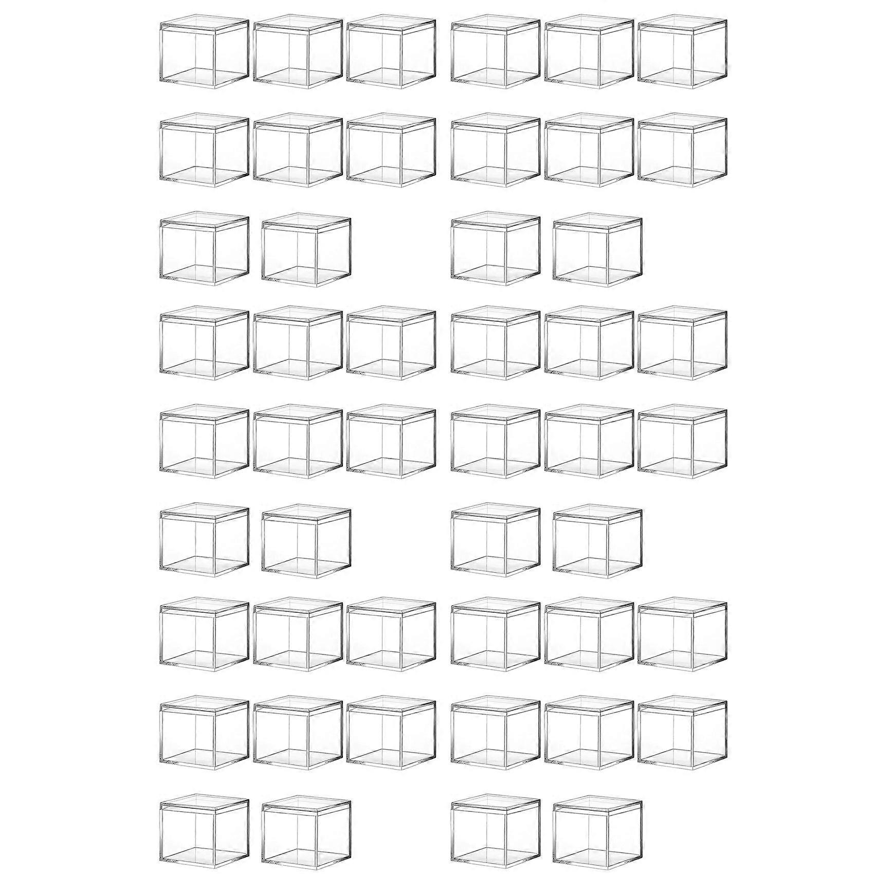 48 Pieces of Transparent Acrylic Plastic Square Square Jewelry Box Mini Storage Box with Lid Mini Square Container 120Ml