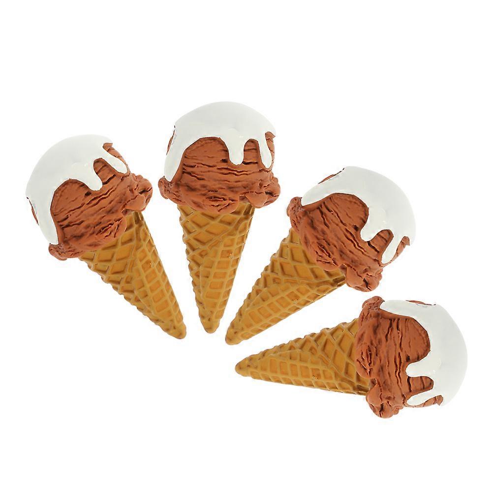 Realistic Ice Cream Cone Decoration for Dessert Shop Display Party Decor Artificial Models Resin Multi 4 Pcs