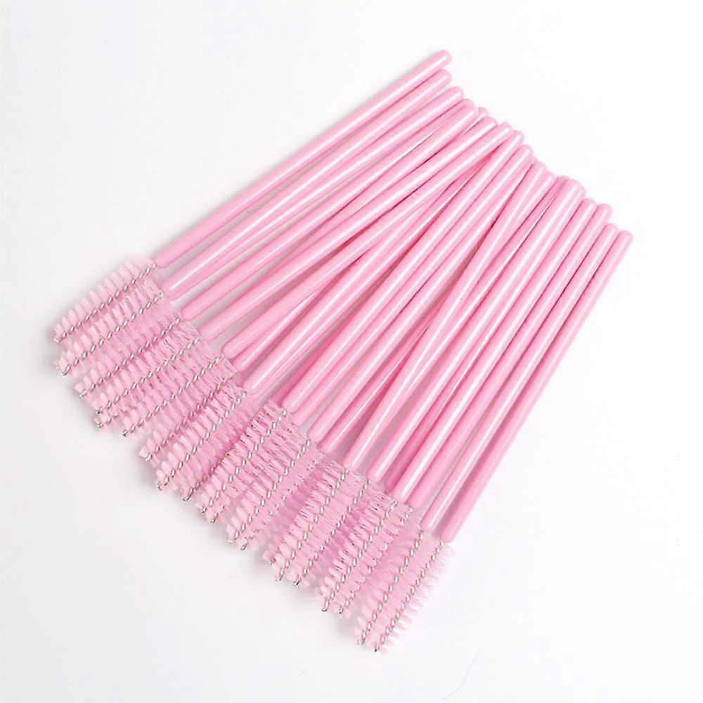 100PCS Pink Disposable Mascara Wands Eyelash Spoolie Brushes for Lash and Brow Grooming