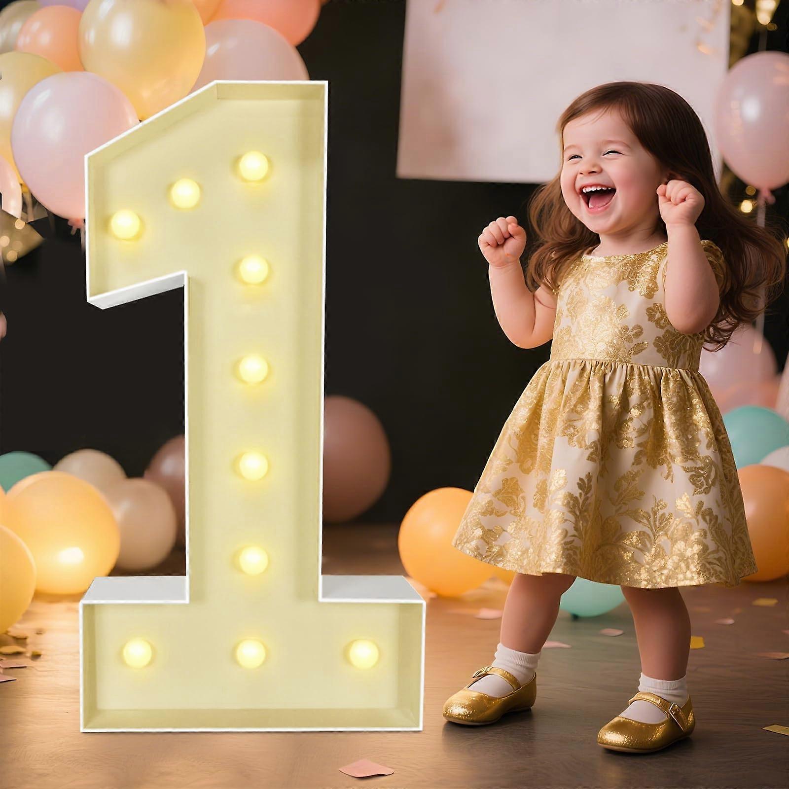 Marquee Light Up Numbers 3FT Large Decorative Number 1 Sign with Warm LED for Party and Wedding