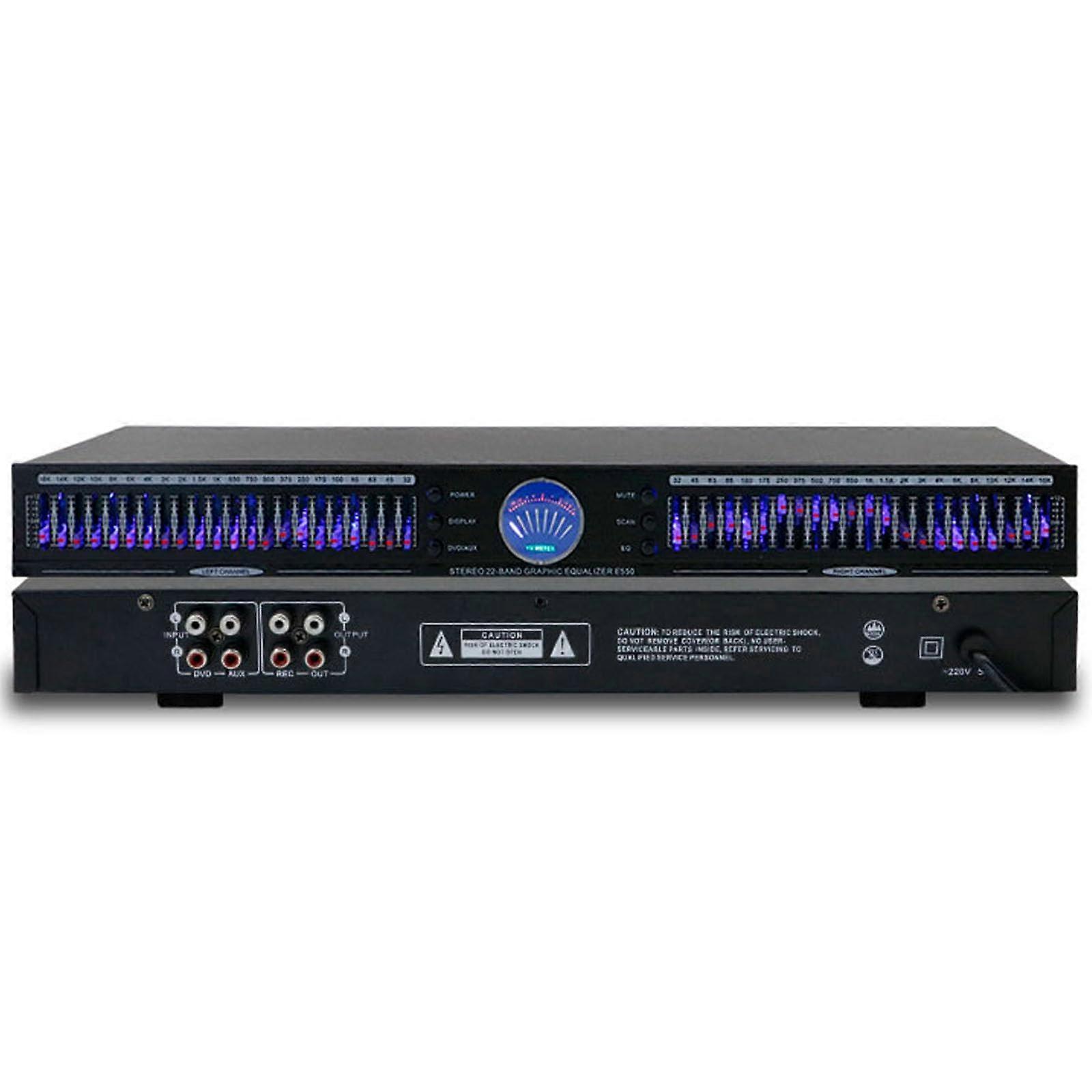 22Band Dual Channel Audio and Graphic Equalizer Rack Mount with Noise Reduction and 10 Presets