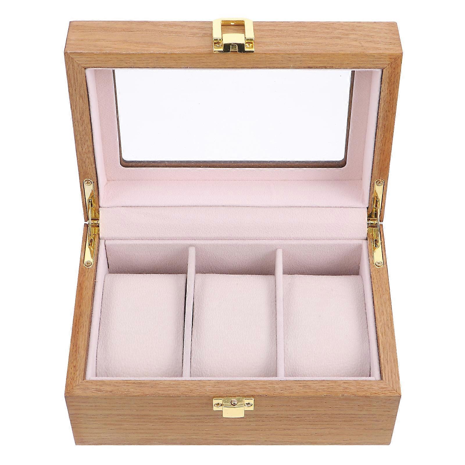 Wooden Watch Display Box with 3 Slots for Storage Use 2Pcs