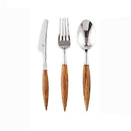 Stainless Steel Flatware Set with Elegant Rose Handle, 3Piece Knife Fork Spoon, Mirror Polished