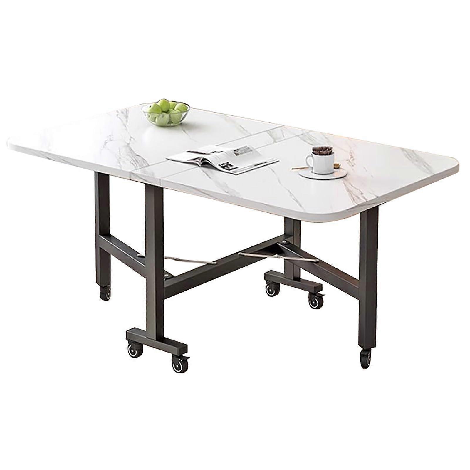 Folding Dining Table with Wheels, Extendable SpaceSaving Design for Kitchen and Small Spaces, MultiColored 51.2in