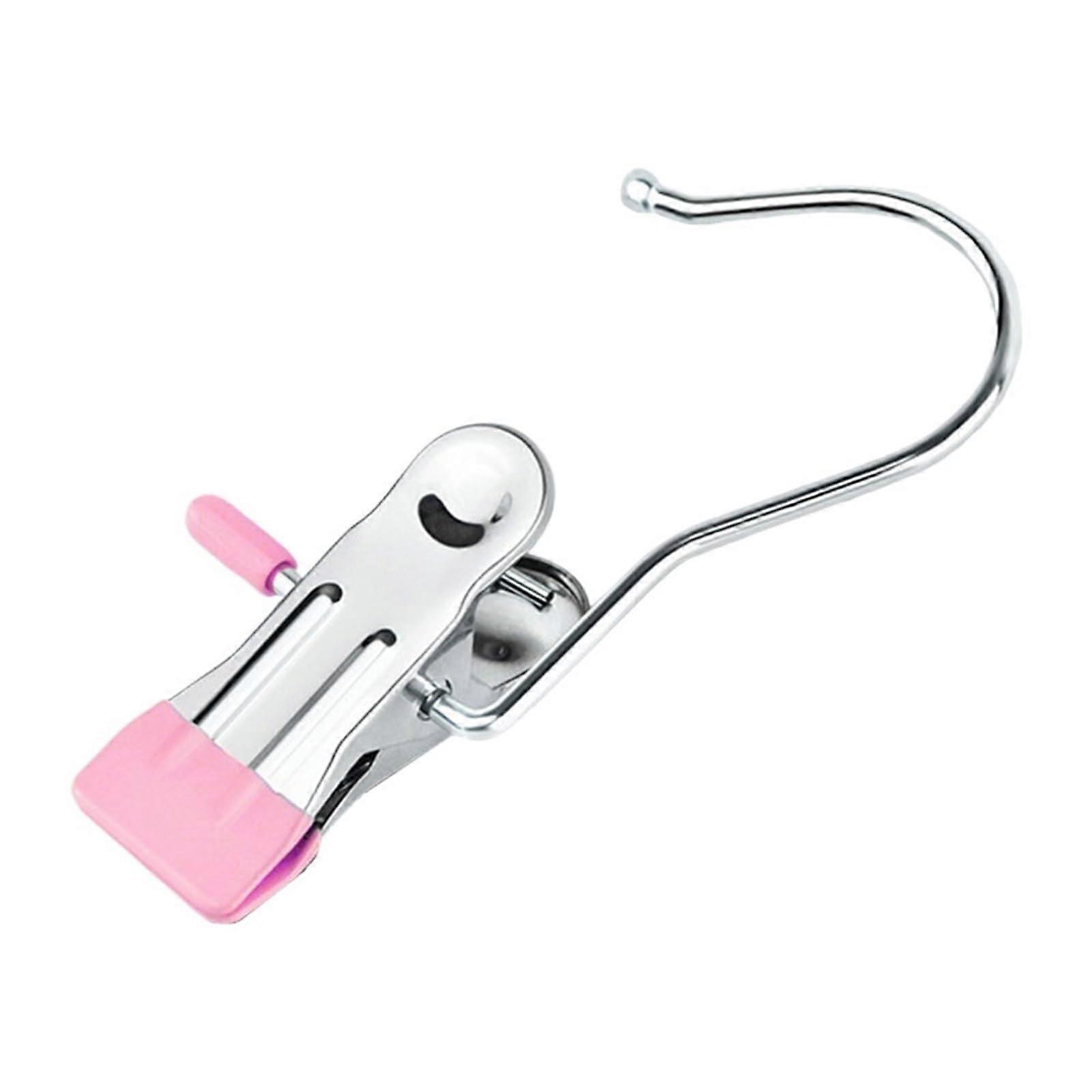 Clothes Hanger Clips 50pcs Rustproof Stainless Steel AntiSlip SpaceSaving Hooks for Boots Pants Towels Pink