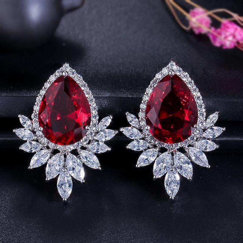 Accessories, High-End Water Drop Zircon Gemstone Stud Earrings.