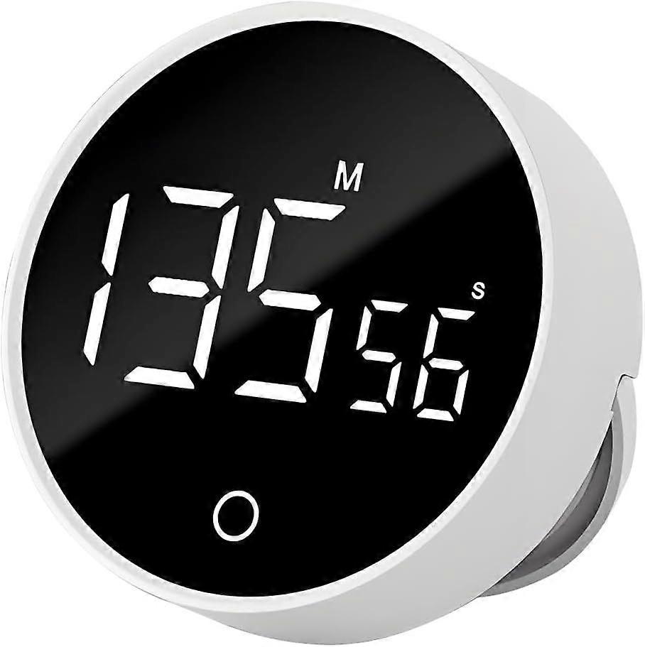White Digital Timer  with Rotary Knob, Adjustable Volume, Magnetic Base, Rechargeable Battery
