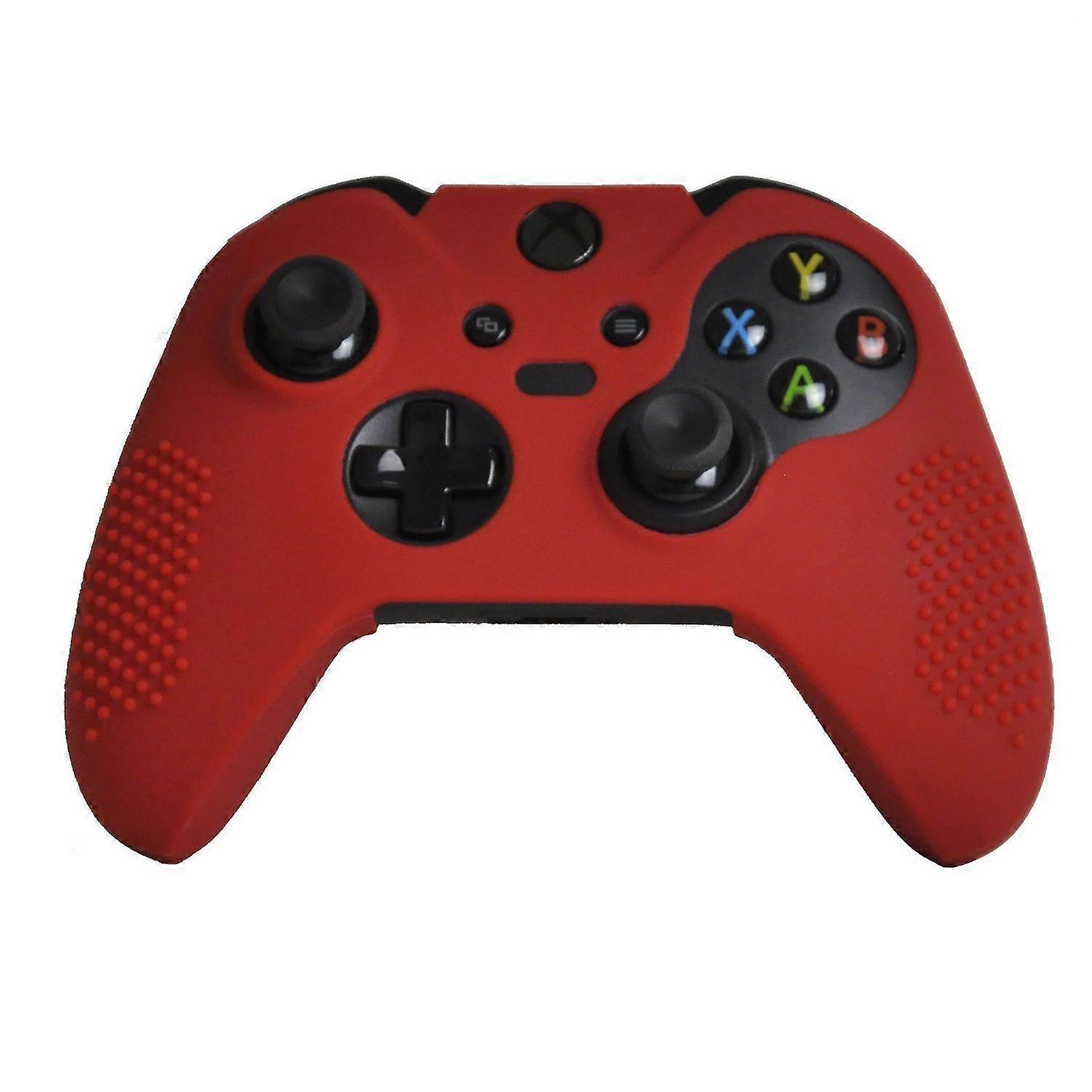 Red Silicone Grip Cover with Enhanced Studded Design for Xbox One Elite Controller Protection