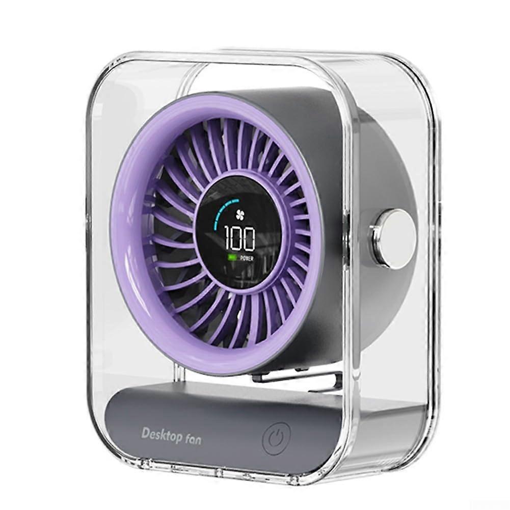 USB Desktop Fan with Smart LED Display, 100 Speed Settings, Adjustable Airflow, Energy Efficient, Purple